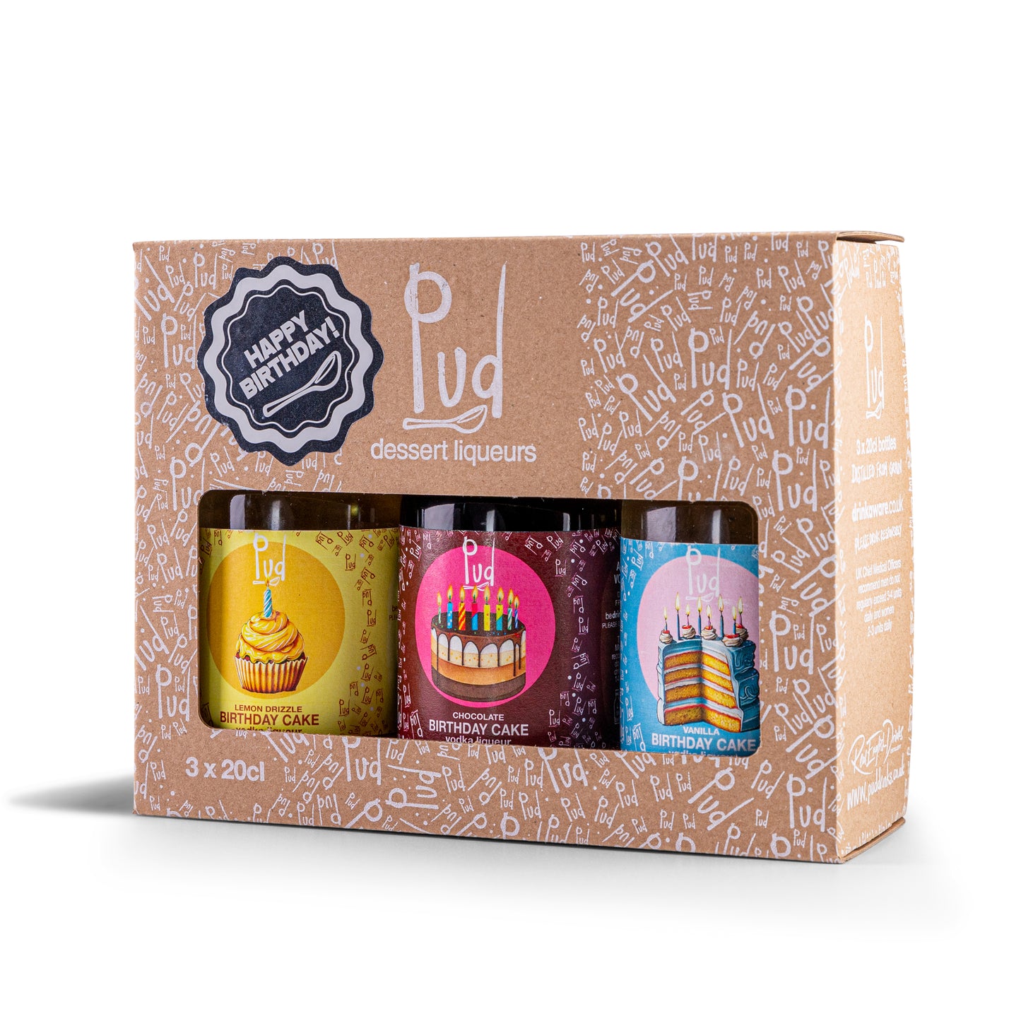 Birthday Cake Flavour Pud Vodka Liqueur Gift Box (3 x 20cl)